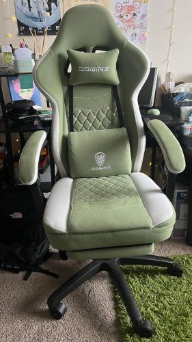 Dowinx Gaming Chair Breathable Fabric Computer Chair with Pocket Spring Cushion, Comfortable Office Chair with Gel Pad and Stora photo review